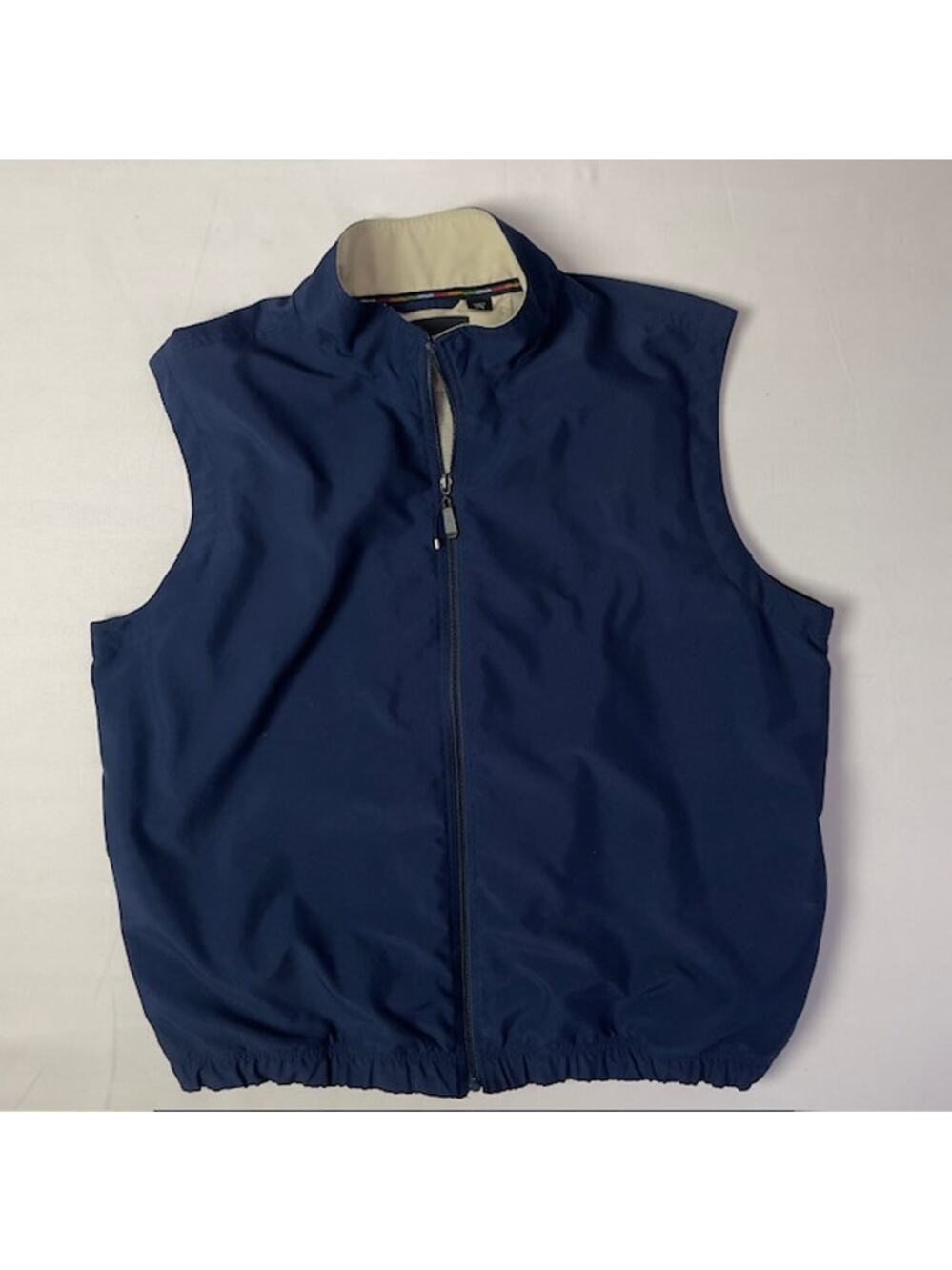 Greg Norman Golf Vest Navy Blue Full Zip Lightweight Windbreaker L Large Preppy